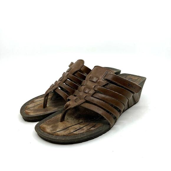 Teva Cabrillo Leather Wedge Sandals Brown Leather Women's 8 US - Picture 1 of 9
